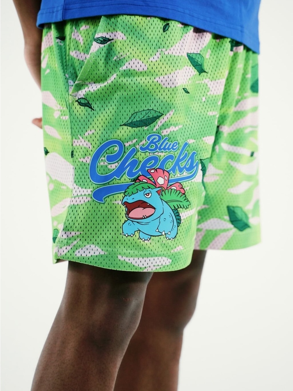 Pokemon Overtime Venusaur Blue Checks Mesh Shorts